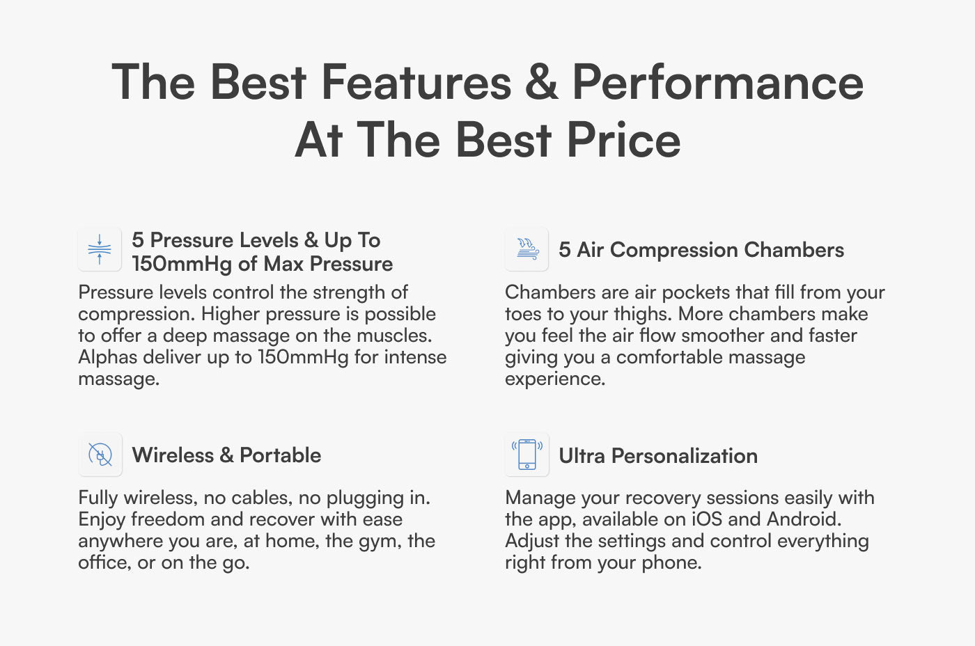 Aerify Wireless Alphas Compression Boots with app, portable recovery and travel bag