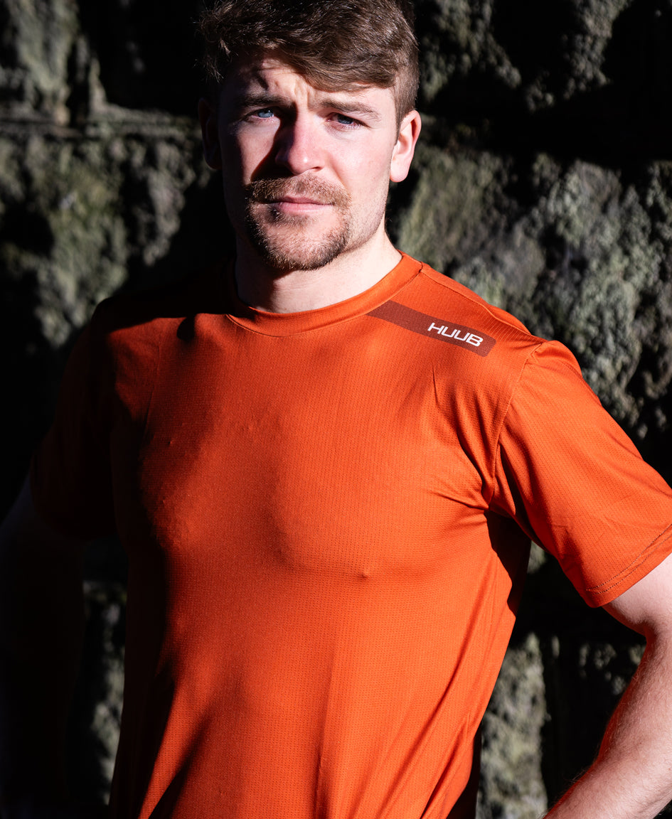 HUUB Technical Training T-Shirt Copper Grape Black – lightweight, sweat-wicking, quick-dry run top.