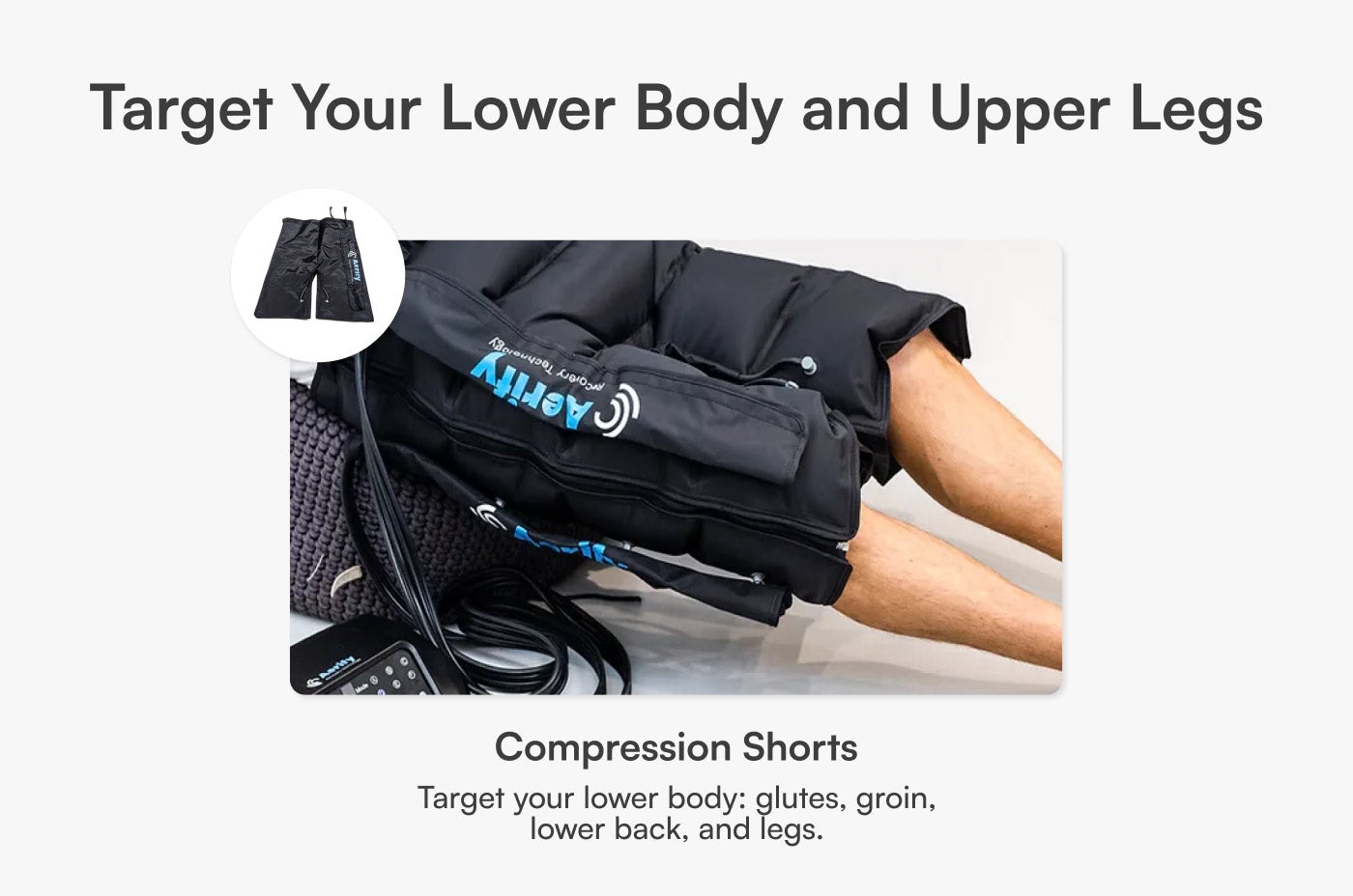 Aerify Lite Compression Boots with plug-in recovery, remote, and multiple mode control