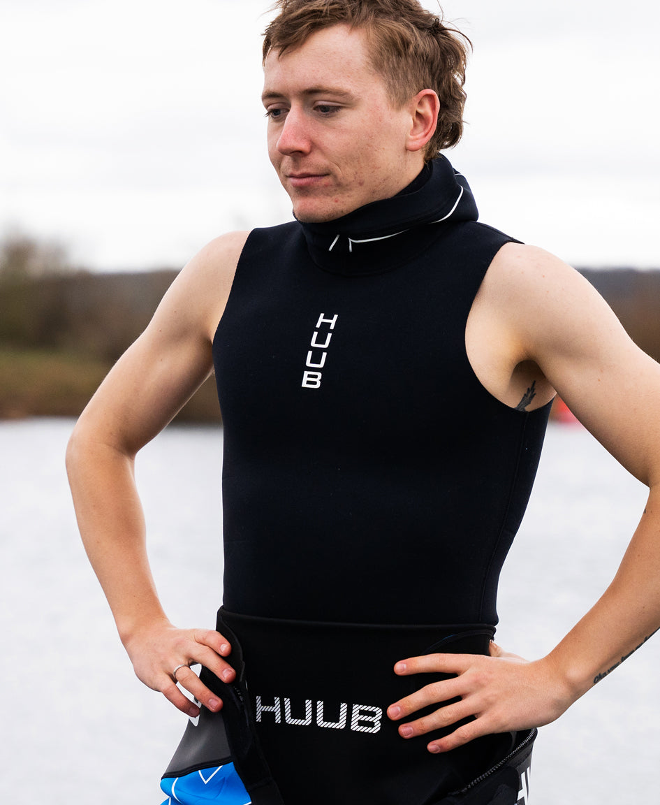 HUUB Hooded Neoprene Vest Unisex – full head and torso swim warmth, open water thermal